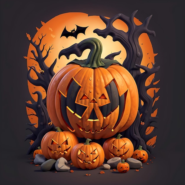 Halloween background pumpkin scary T shirt design