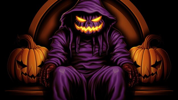 Halloween background scary dark fantasy world of cartoon ai illustration