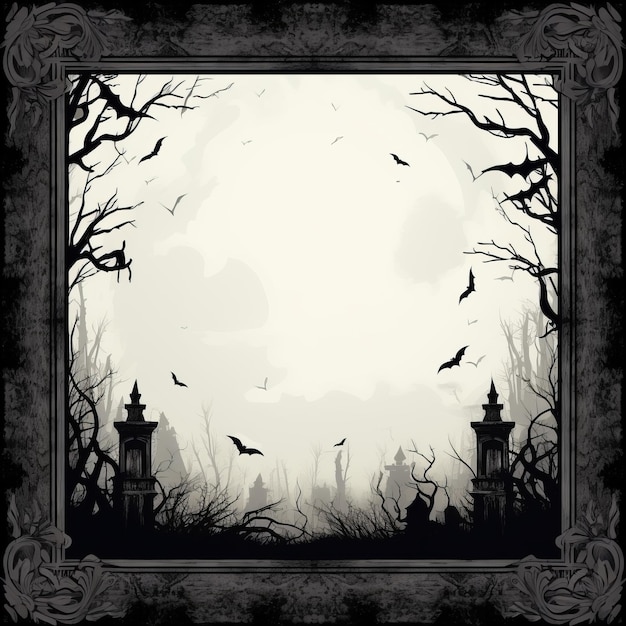 Photo a halloween background with bats and trees