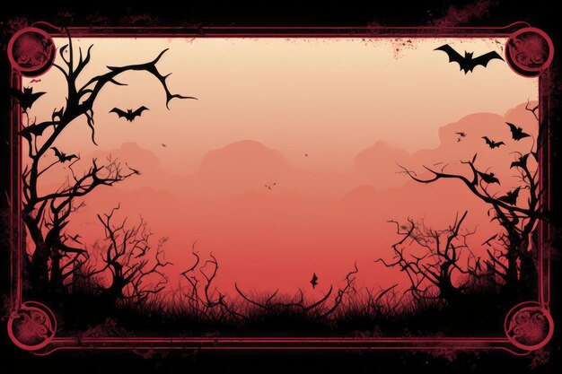 A halloween background with bats and trees