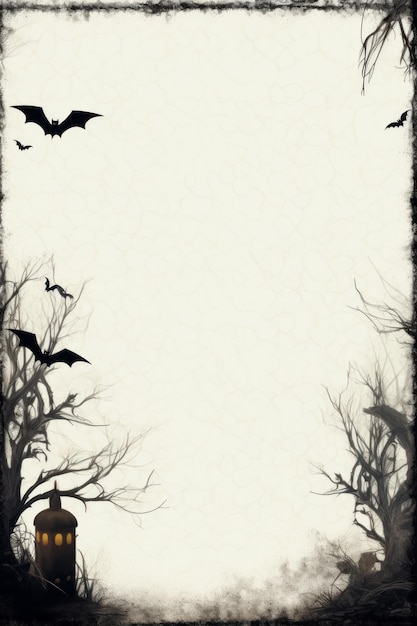 Photo a halloween background with bats and trees