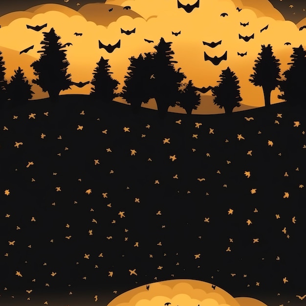 a halloween background with bats and trees