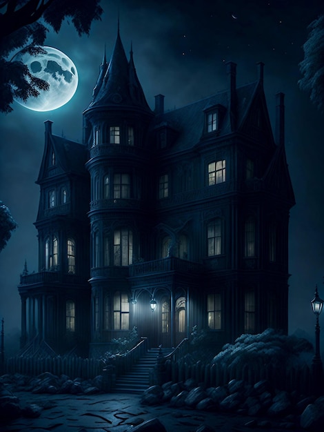 Halloween background with castle AI Generated