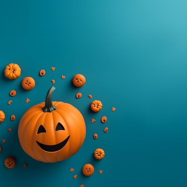 halloween background with colored pumpkin on background Top view copy space