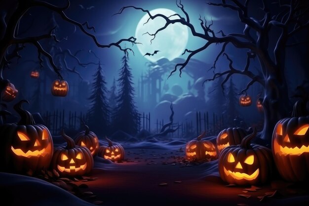 Halloween background with copy space for text 3d rendering