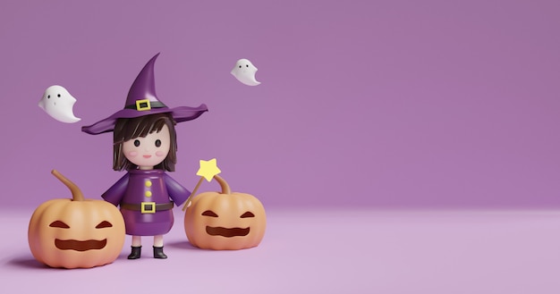 Photo halloween background with cute witch