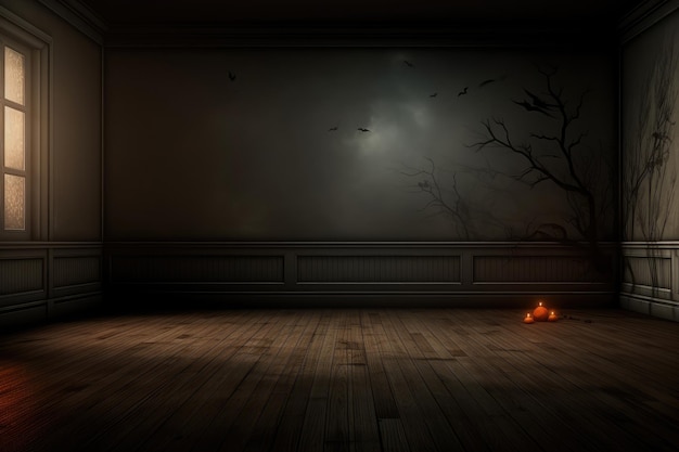 Photo halloween background with empty room