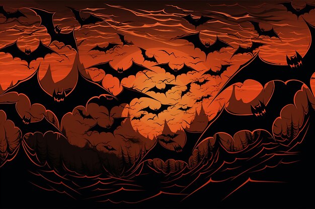 Photo halloween background with frightening bats