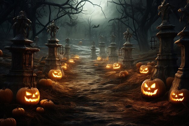 Photo halloween background with frightening scene