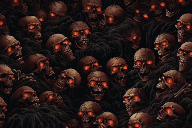 Photo halloween background with frightening skulls