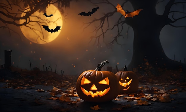 Фото Хэллоуин на заднем плане с призраком тыквы место ужаса