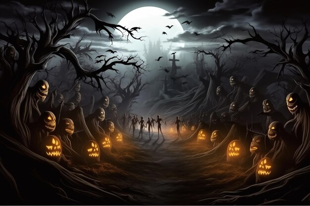 Photo halloween background with ghostly parade