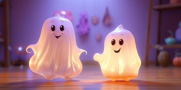 Фото Хэллоуин фон с призраками и тыквами