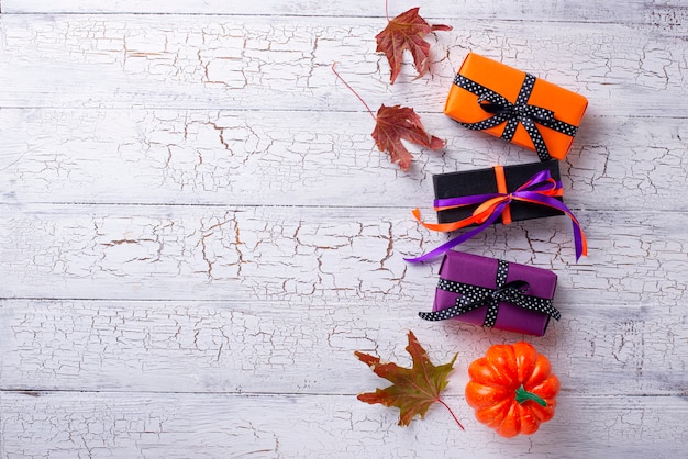 Halloween background with gift box