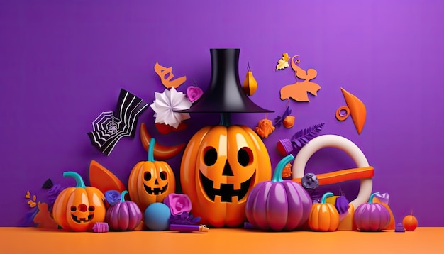 halloween background with halloween objects