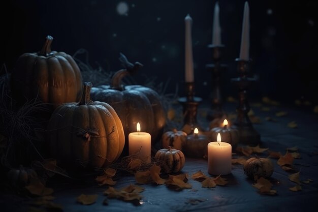 Halloween background with Jack O' lantern Generative AI