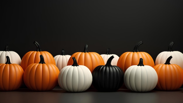 halloween background with orange white and black pumpkins