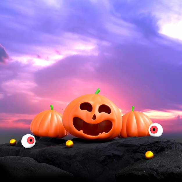 Foto sfondo di halloween con podio per la visualizzazione del prodotto.