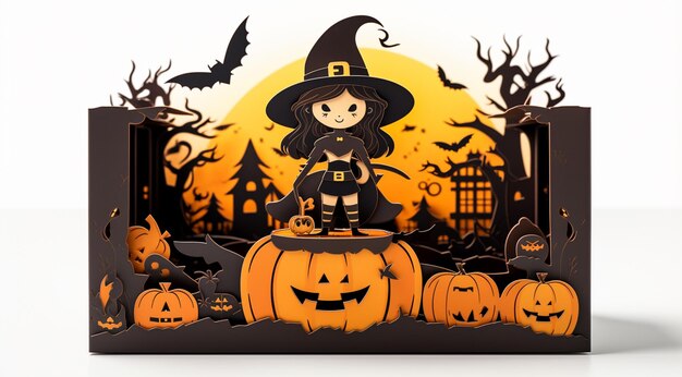 halloween background with pumpkin and bats generativa IA