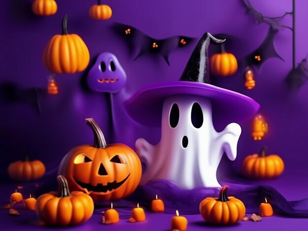 Photo halloween background with pumpkin vector illustration