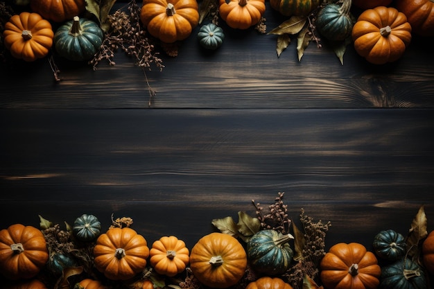 Halloween background with pumpkins as frame Generative AI