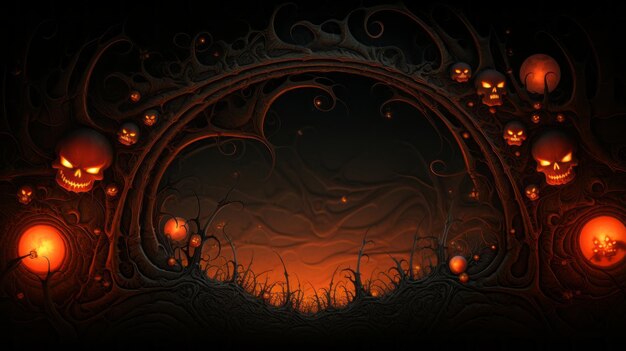 a halloween background with pumpkins and skulls