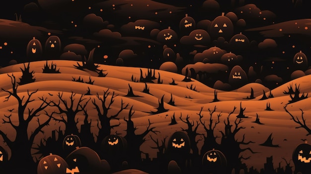 Photo halloween background with pumpkins and trees