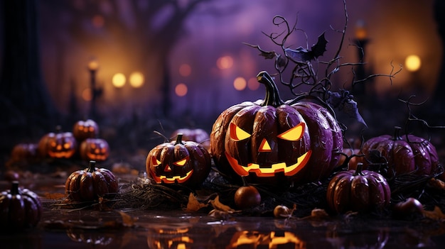 Halloween background with a pumpkins