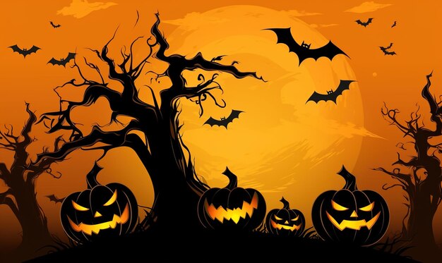 Halloween background with pumpkins