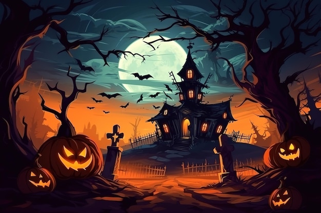 halloween background with pumpkins