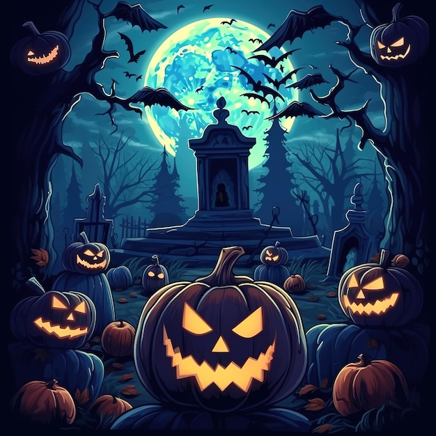 halloween background with pumpkins