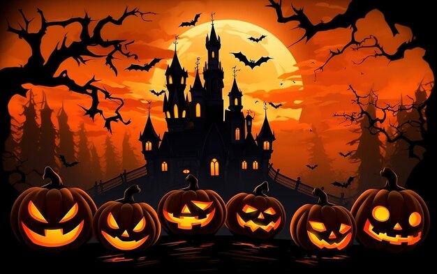 halloween background with pumpkins