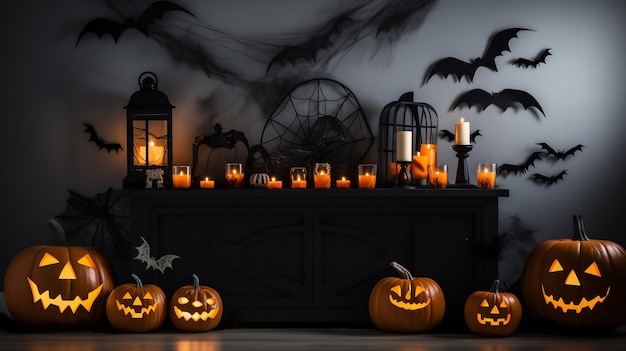 Halloween background with pumpkins