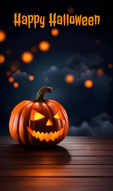 Halloween background with scary jack o lantern