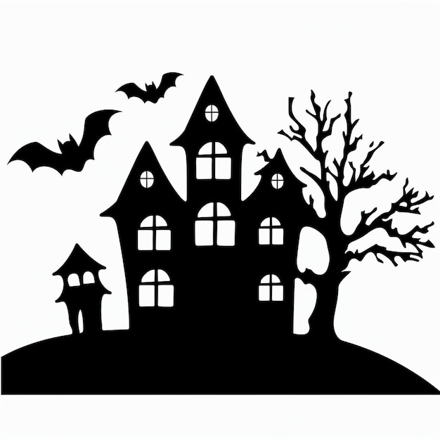 Photo halloween background with scary pumpkins candles in the graveyard at night with a castle background