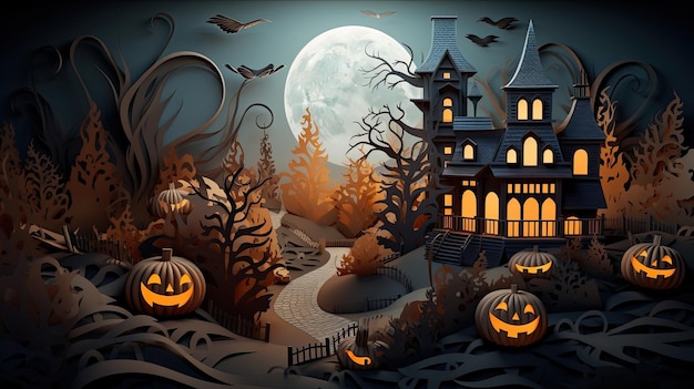 Halloween background with a scary scene