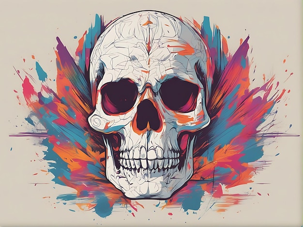 Хэллоуинский фон с сахарным черепом и цветами 3D-иллюстрация