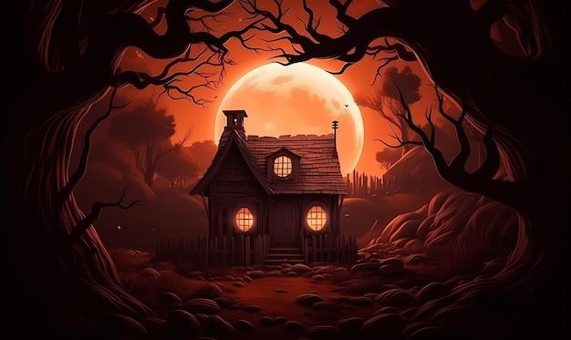 Halloween background with tombs trees bats tombstones gravey generated ai