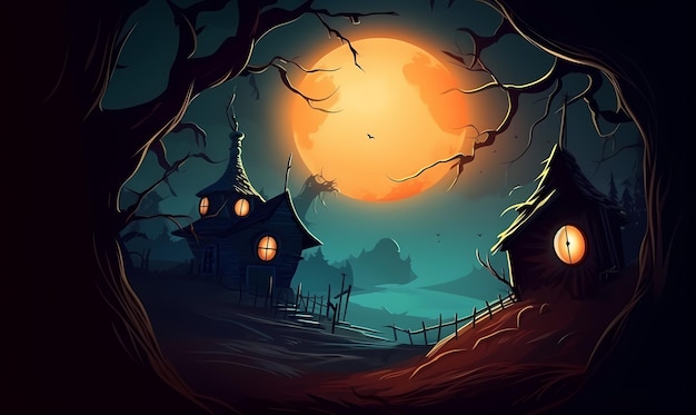 Halloween background with tombs trees bats tombstones gravey generated ai