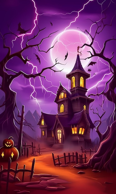 Halloween background with tombs trees bats tombstones gravey generated ai