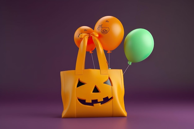 Halloween bag concept with balloons made with generated ai technology