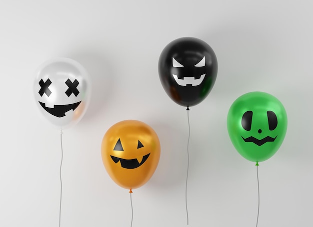 Halloween balloon decoration background 3d rendering