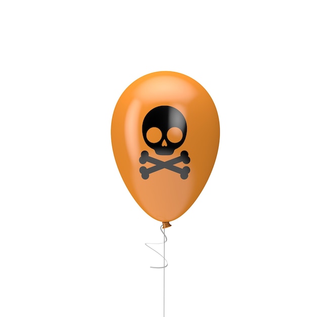 Halloween balloon with skull and cross bone d render