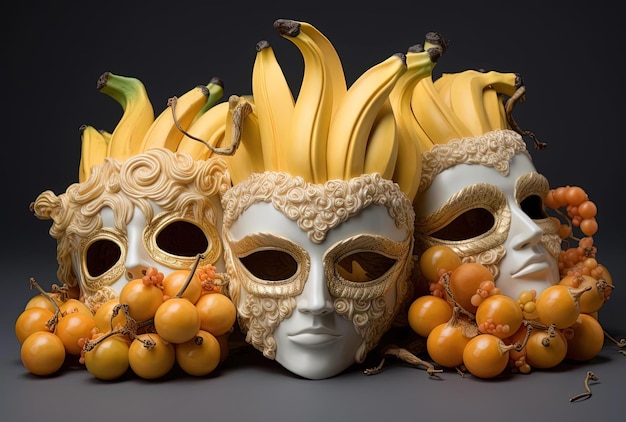 halloween banana masks in the style of crisp and clean