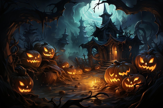 Halloween banner Donkere horror Jackolantern afbeeldingsachtergrond