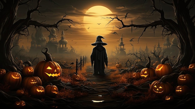 Halloween banner Gelukkig Halloween behang gegenereerd door AI