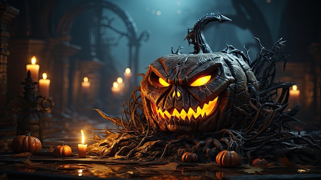 Halloween banner Gelukkig Halloween behang gegenereerd door AI