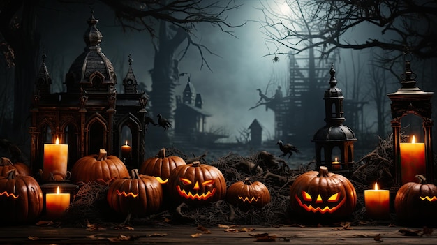 Halloween banner Happy Halloween behang met kopie ruimte AI gegenereerd