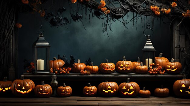 Foto halloween banner happy halloween behang met kopie ruimte ai gegenereerd