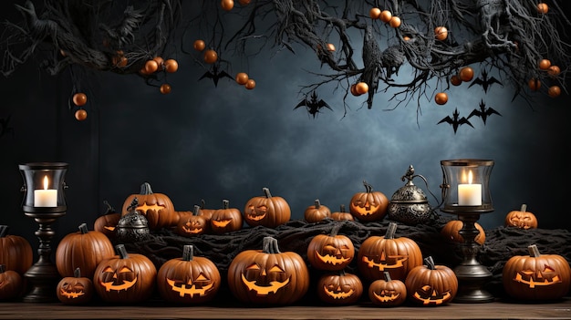 Halloween banner Happy Halloween behang met kopie ruimte AI gegenereerd